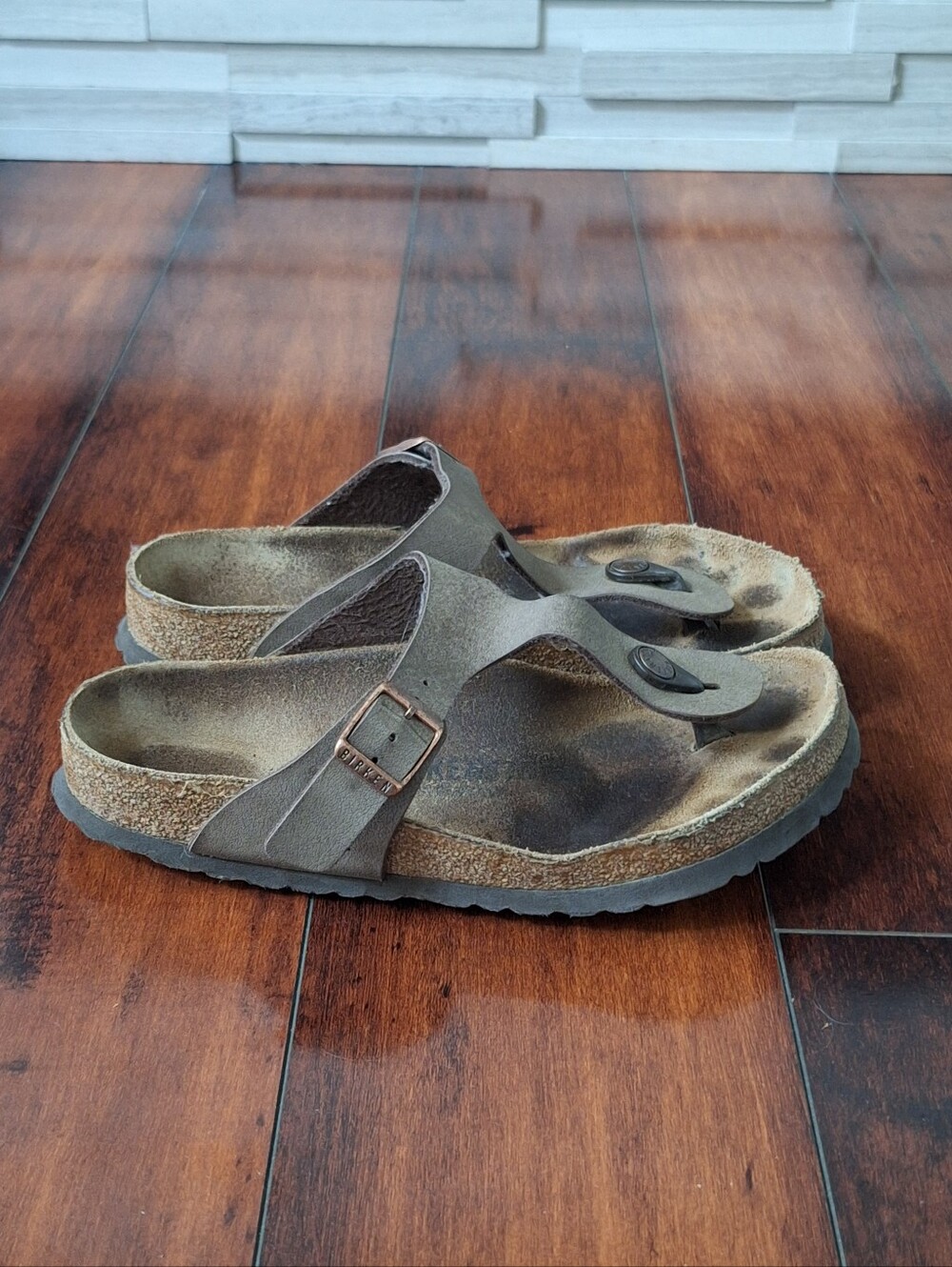 Birkenstock Gizeh Brown Taupe Thong Sandals EU 36 US 5-5.5 UK 3 Comfort Footbed - Picture 5 of 7